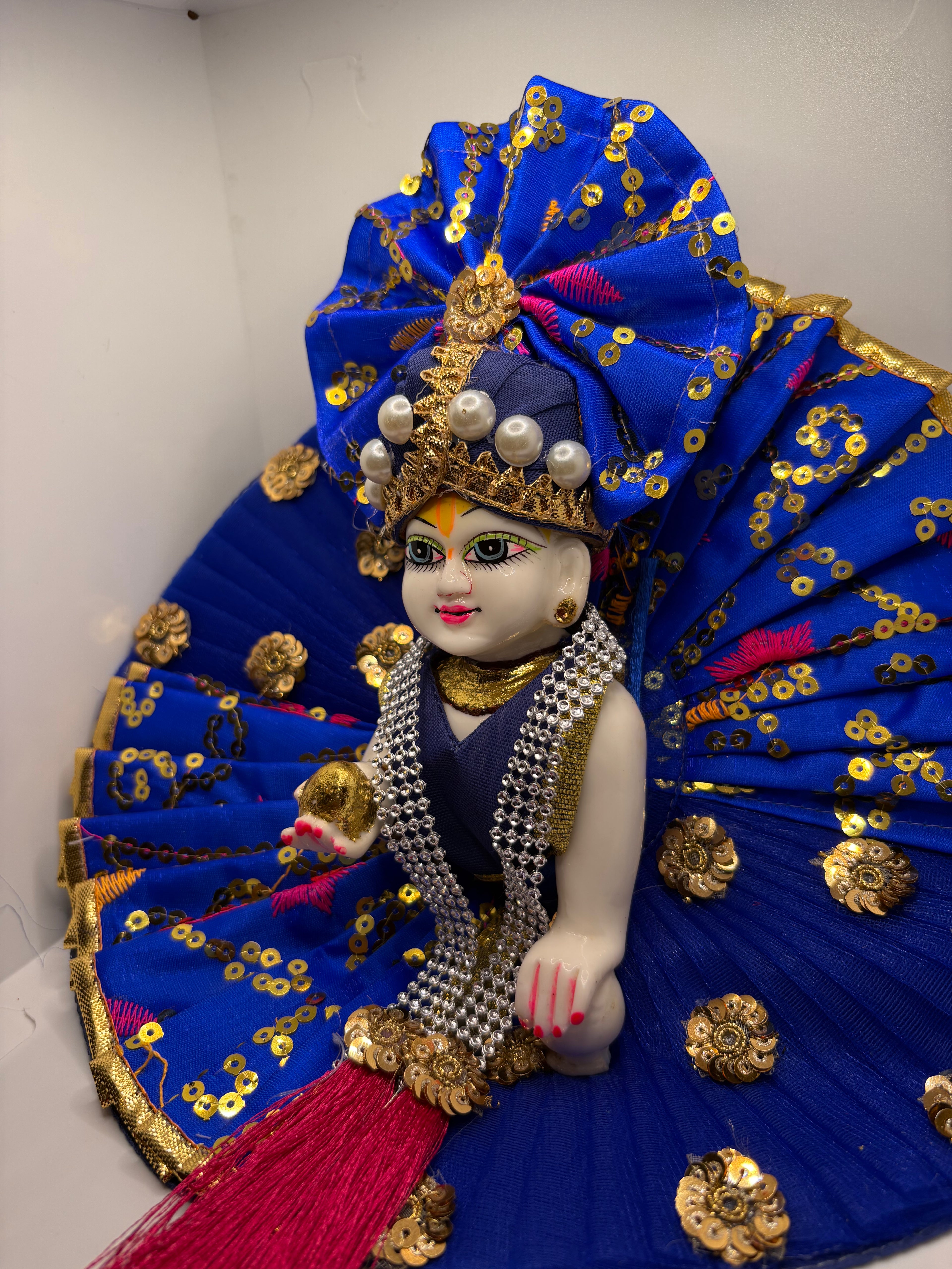 Blue Heavy Dress for Ladoo Gopal Ji | Royal Handcrafted Vastra for Bal Gopal Idol