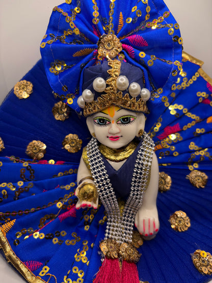 Blue Heavy Dress for Ladoo Gopal Ji | Royal Handcrafted Vastra for Bal Gopal Idol