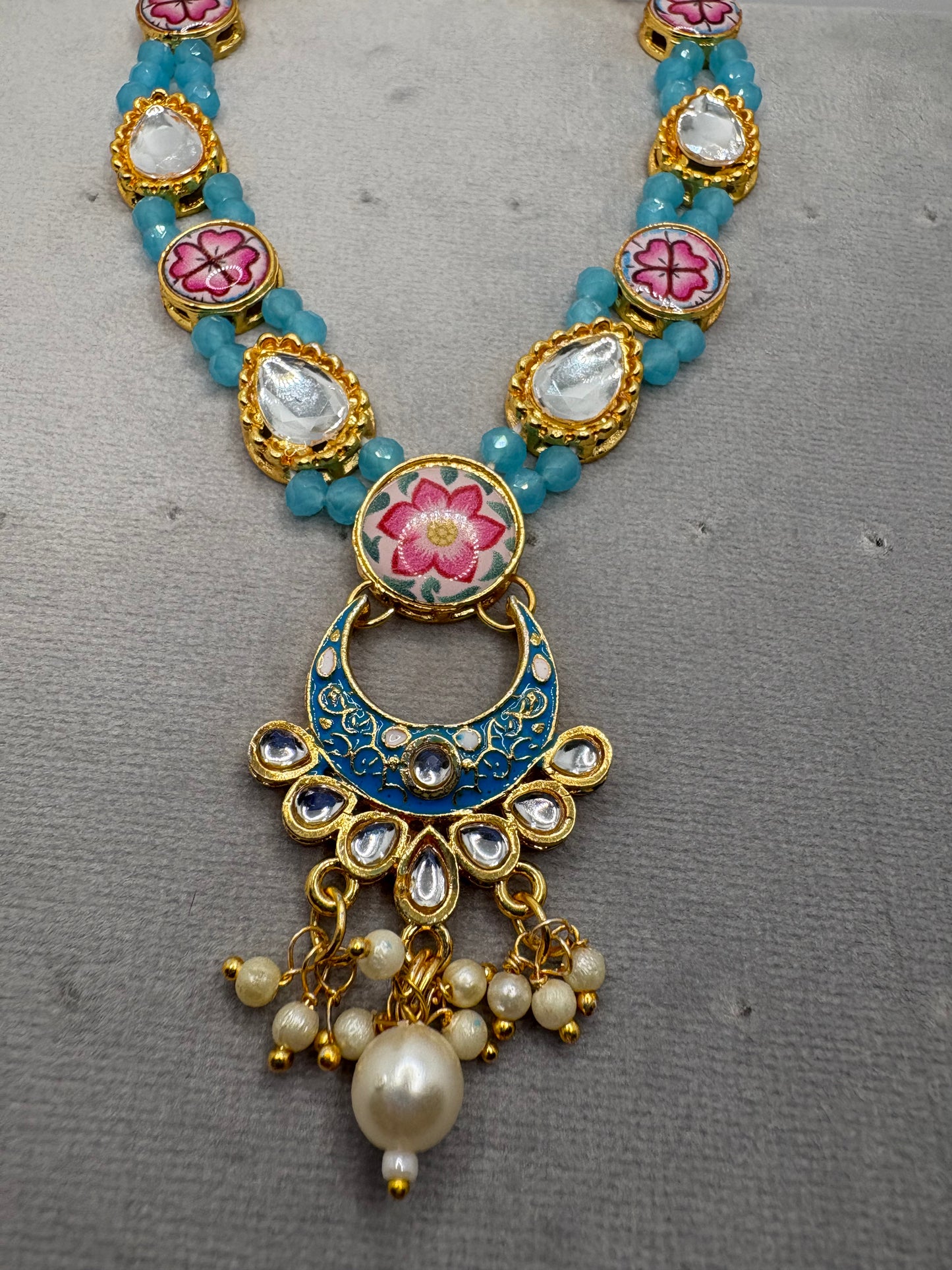 Blue Mala for Ladoo Gopal Ji | Size (4 No.- 6No.) |Handcrafted Beaded Garland for Bal Gopal Idol