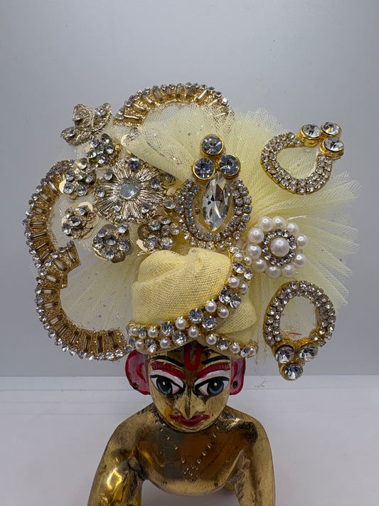 Light (Pastel) Color Heavy Pagdi for Ladoo Gopal Ji | Handcrafted Royal Turban for Bal Gopal Idol