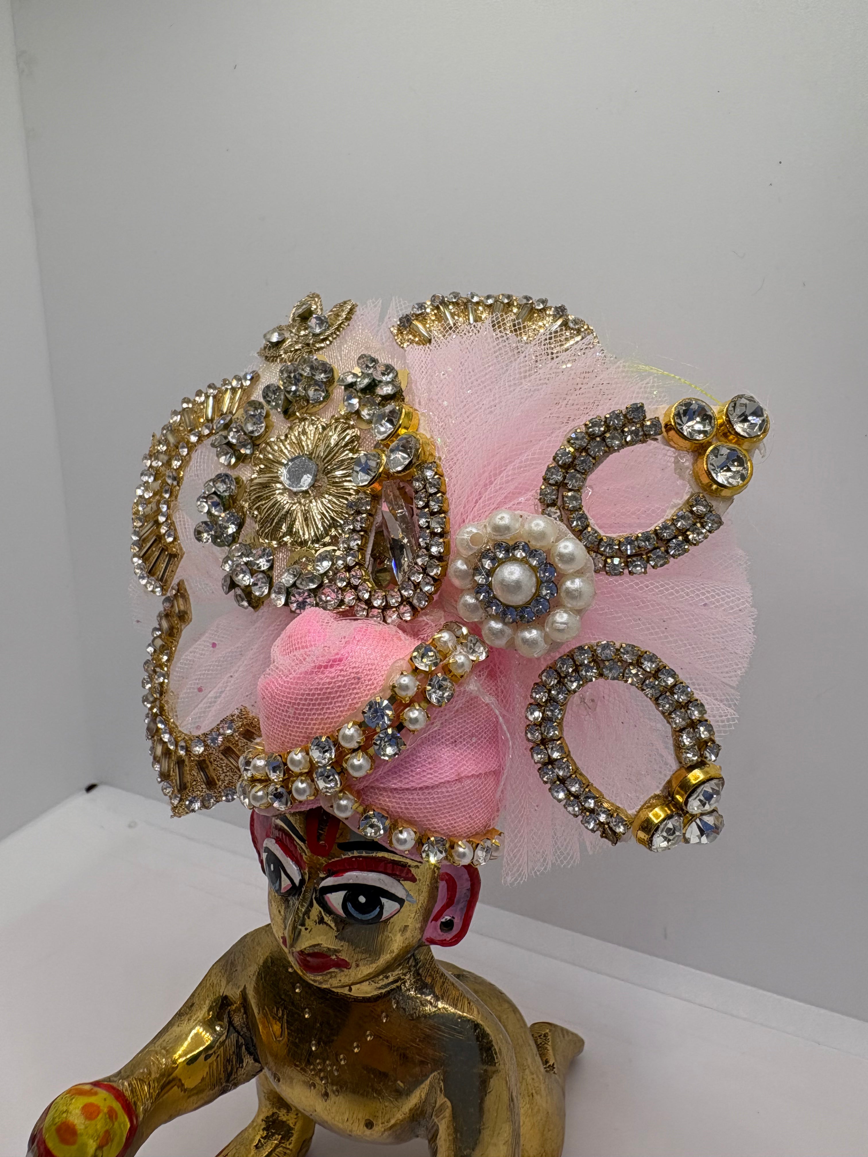 Light (Pastel) Color Heavy Pagdi for Ladoo Gopal Ji | Handcrafted Royal Turban for Bal Gopal Idol