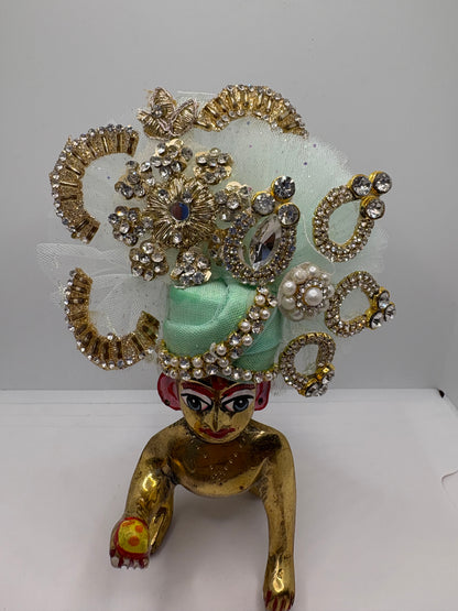 Light (Pastel) Color Heavy Pagdi for Ladoo Gopal Ji | Handcrafted Royal Turban for Bal Gopal Idol