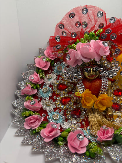 Yellow & Red Heavy Dress with Pagdi for Ladoo Gopal Ji | Traditional Embroidered Vastra Set for Bal Gopal