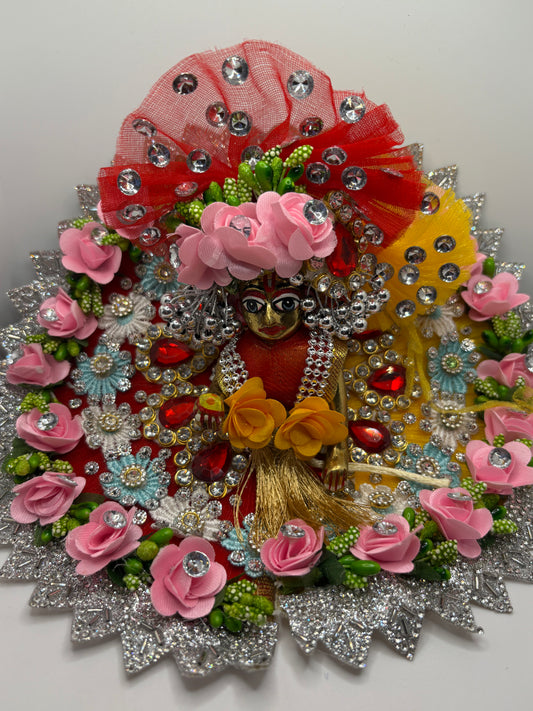 Yellow & Red Heavy Dress with Pagdi for Ladoo Gopal Ji | Traditional Embroidered Vastra Set for Bal Gopal
