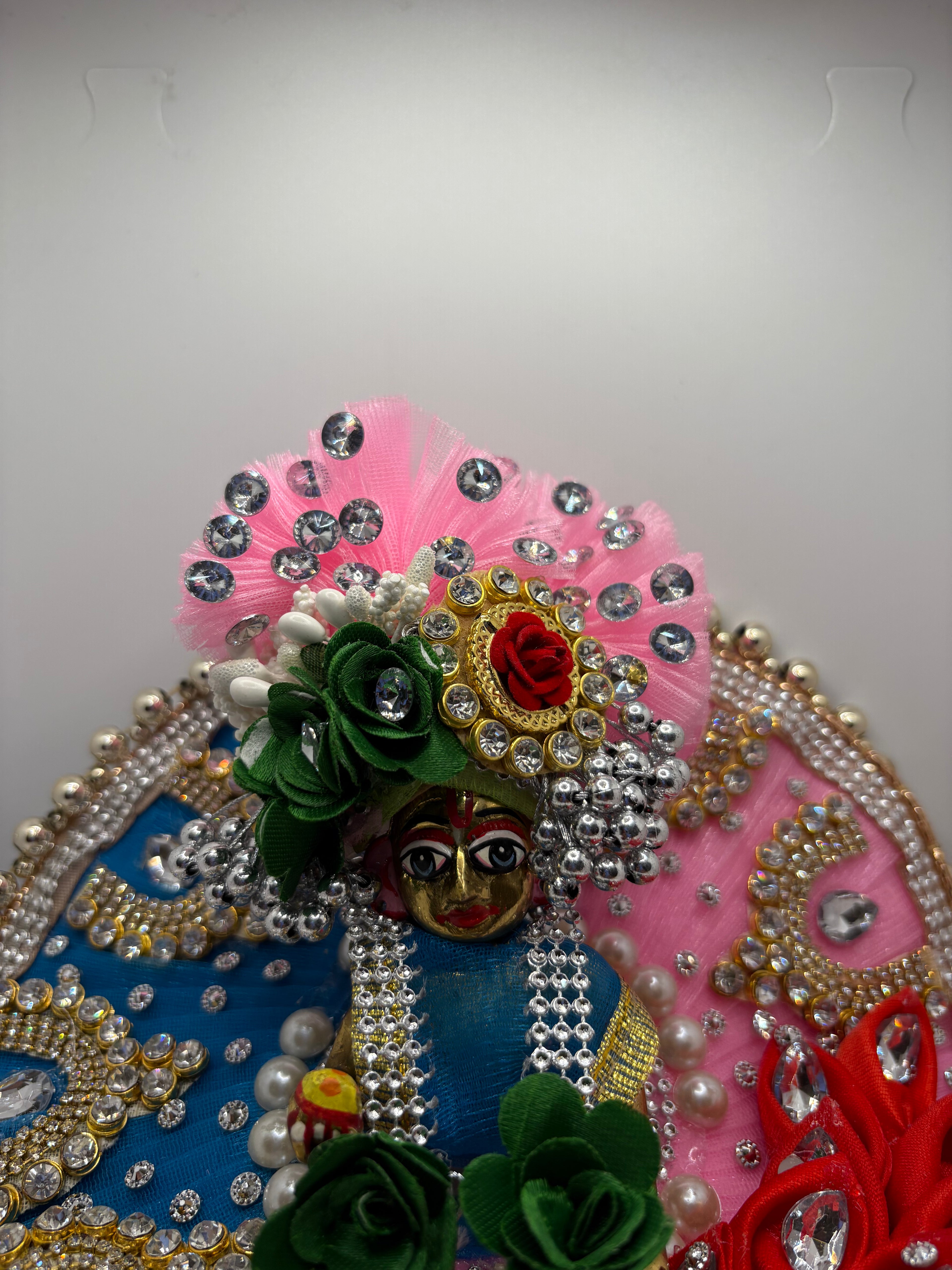Blue & Pink Heavy Dress with Pagdi for Ladoo Gopal Ji | Royal Handcrafted Vastra Set for Bal Gopal Idol