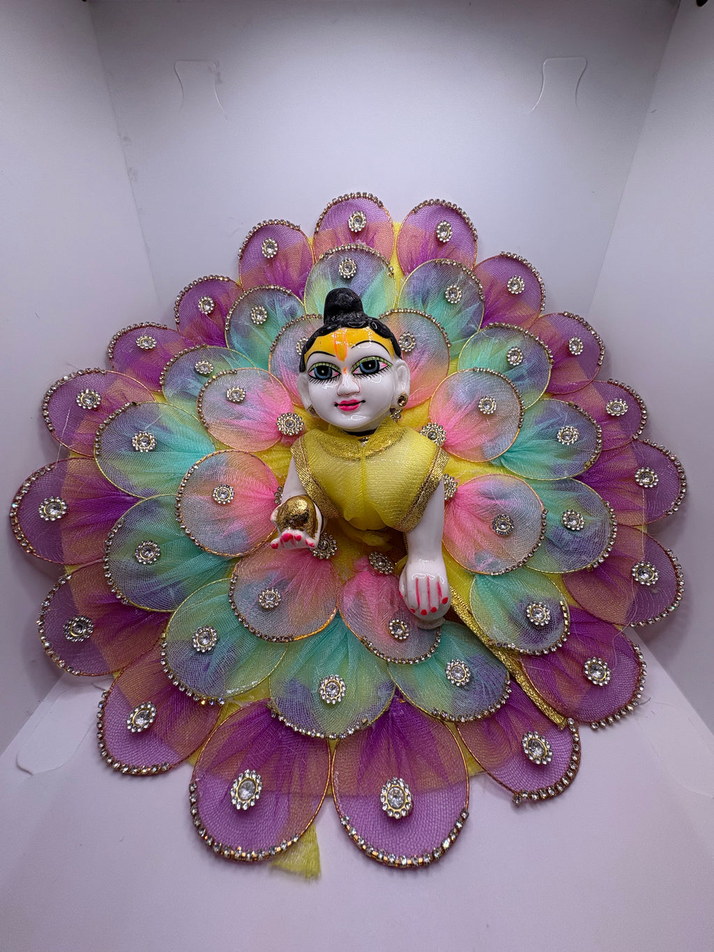 Multicolour Heavy Dress for Ladoo Gopal Ji | Premium Embroidered Vastra for Bal Gopal Idol