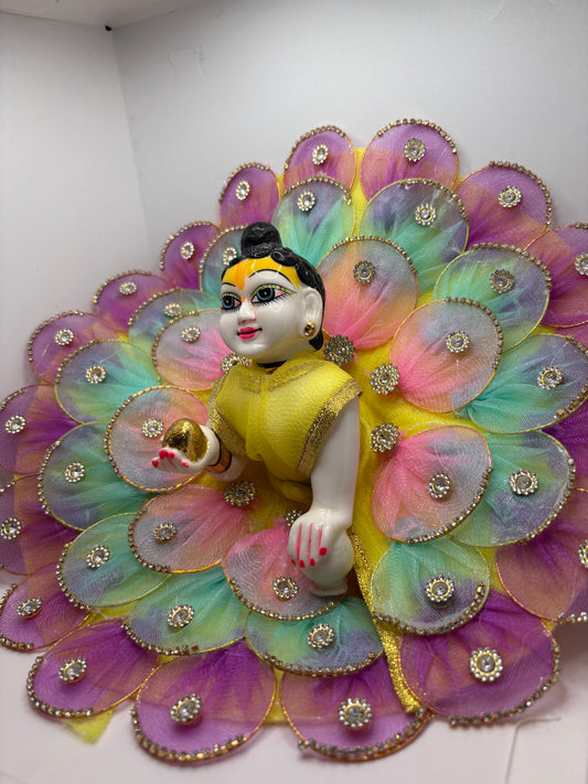 Multicolour Heavy Dress for Ladoo Gopal Ji | Premium Embroidered Vastra for Bal Gopal Idol