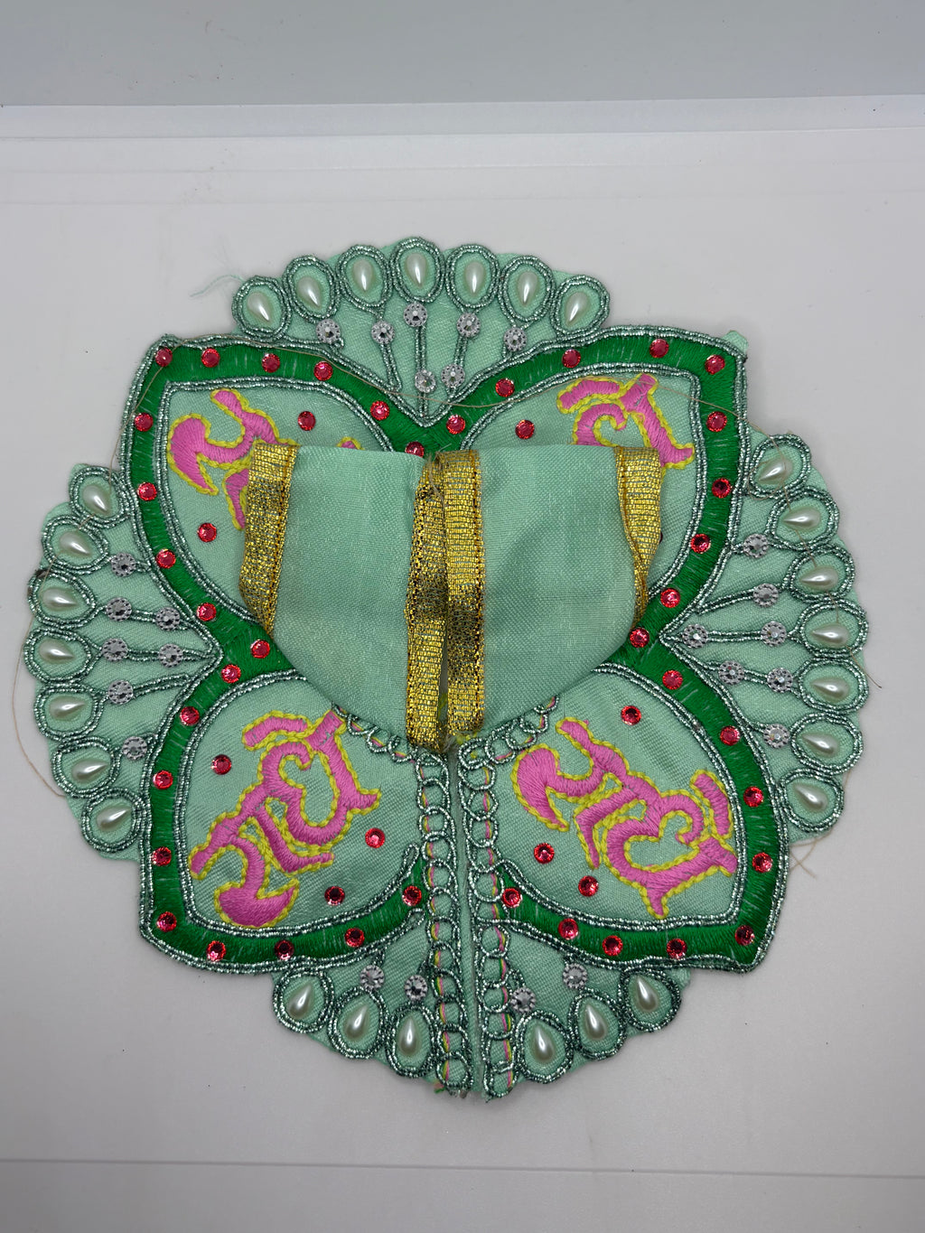 Radhe Print Laddu Gopal Embroidery Dress | Premium Vastra for Bal Gopal with Traditional Radha Rani Motif