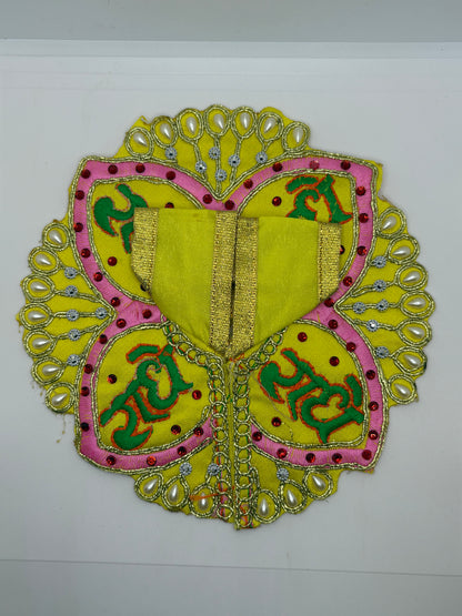 Radhe Print Laddu Gopal Embroidery Dress | Premium Vastra for Bal Gopal with Traditional Radha Rani Motif