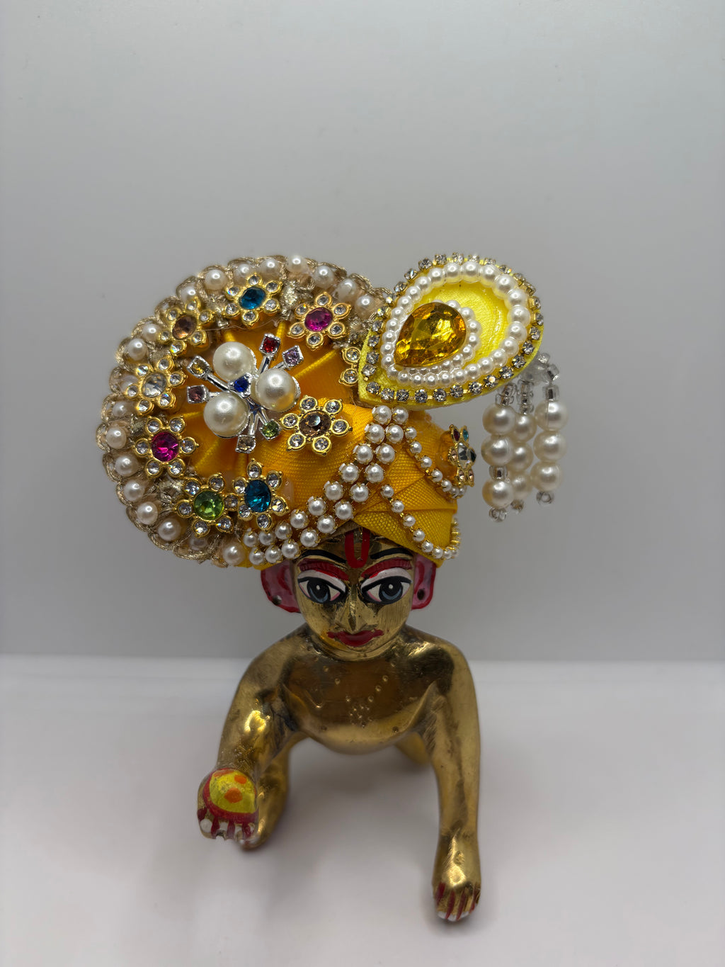 Stone-Studded Pagdi for Laddu Gopal Ji | Traditional Crown for Bal Gopal Idol