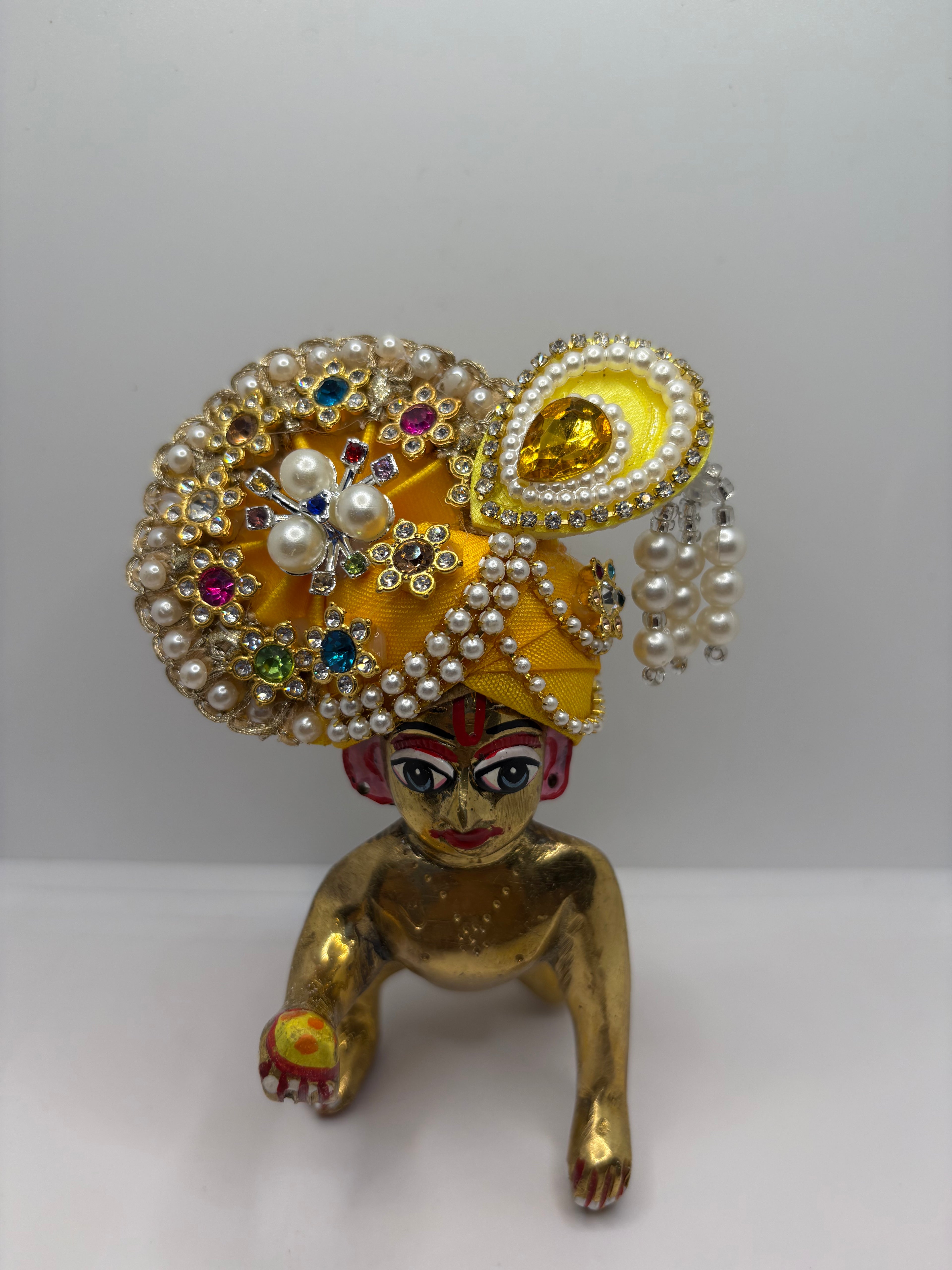 Stone-Studded Pagdi for Laddu Gopal Ji | Traditional Crown for Bal Gopal Idol