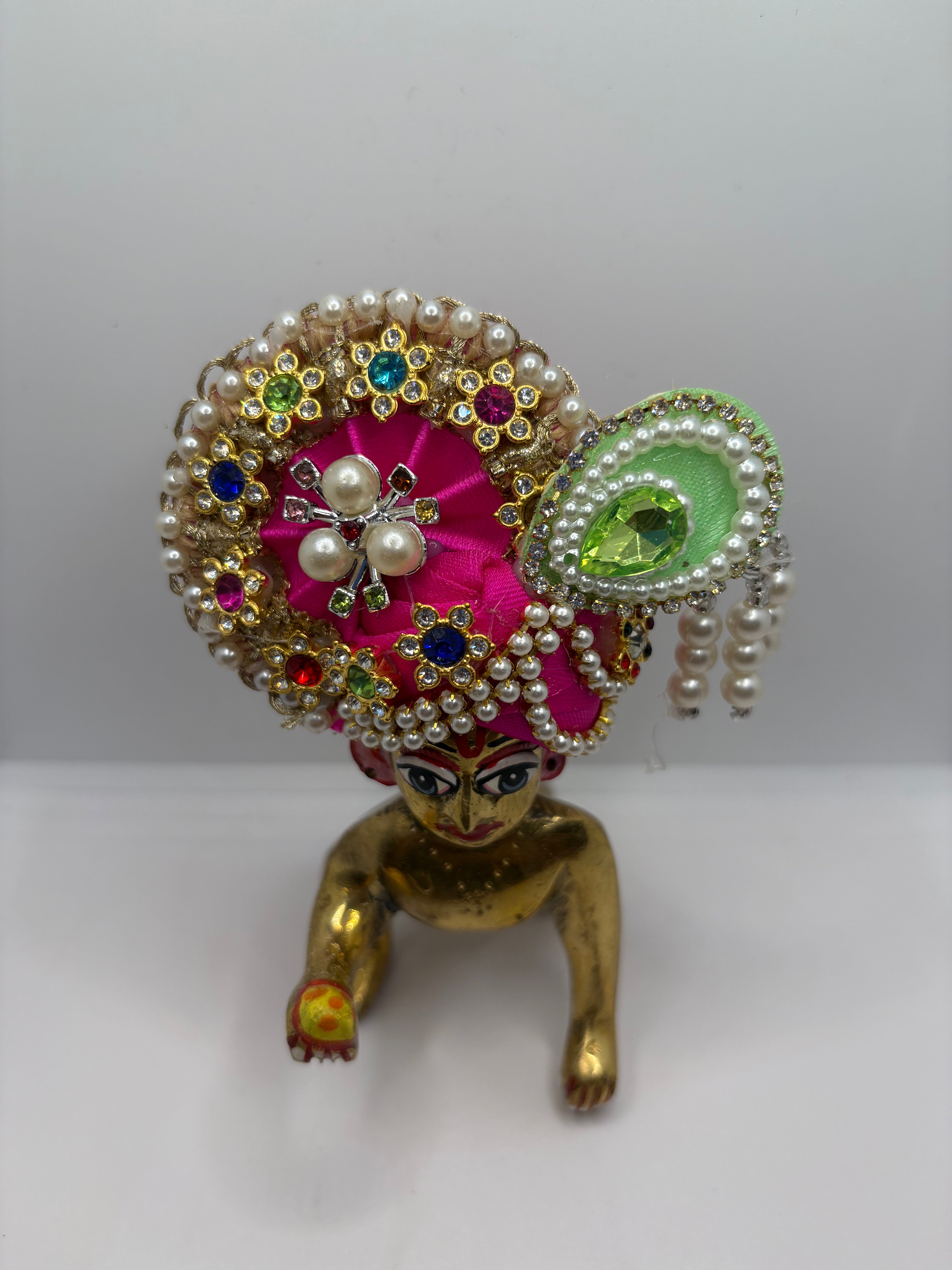 Stone-Studded Pagdi for Laddu Gopal Ji | Traditional Crown for Bal Gopal Idol