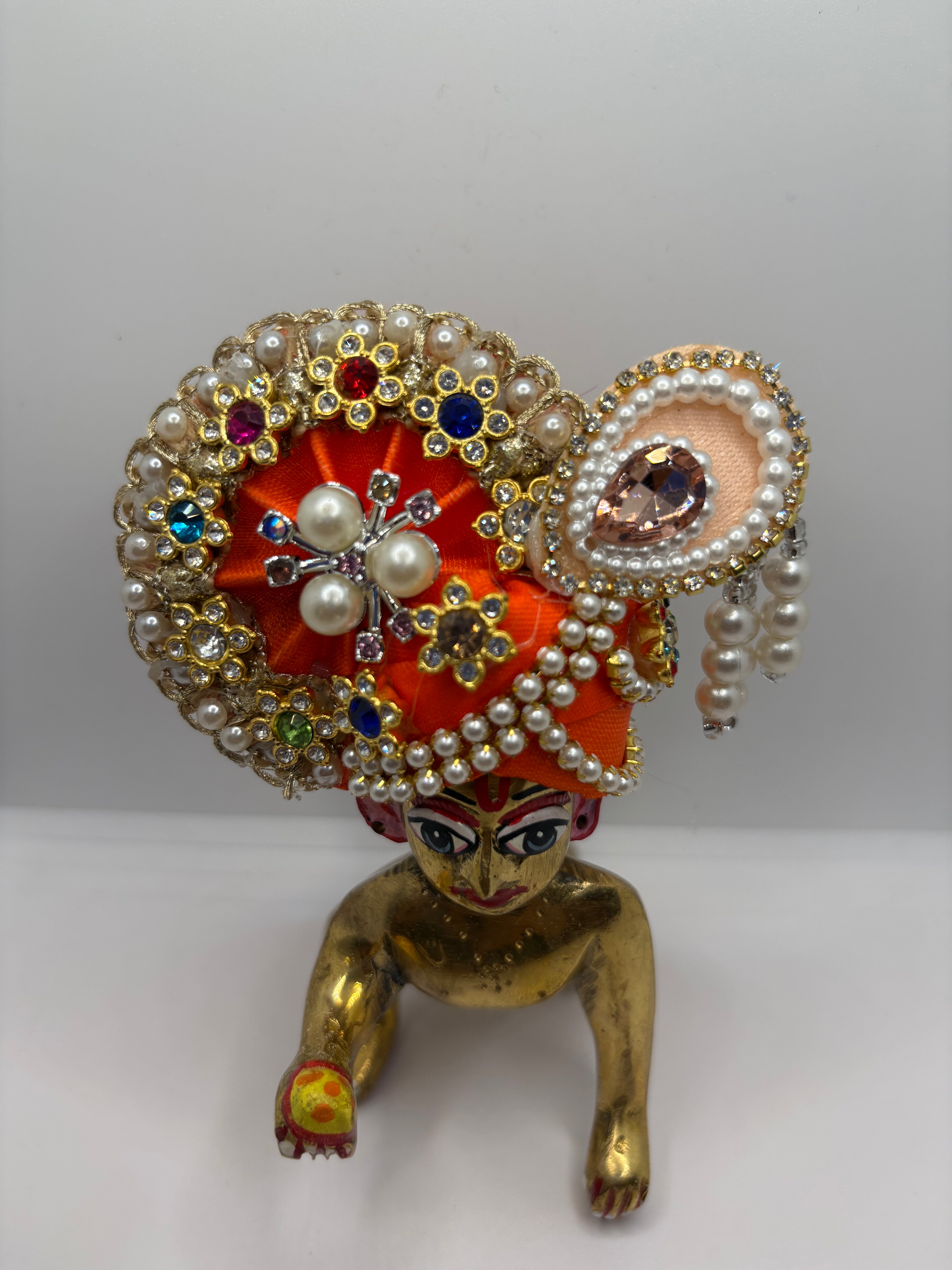 Stone-Studded Pagdi for Laddu Gopal Ji | Traditional Crown for Bal Gopal Idol