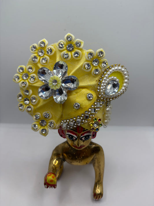 Pastel Floral Pagdi for Laddu Gopal Ji | Elegant Crown for Divine Shringar