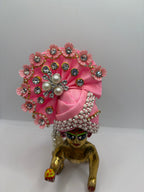 Stone-Studded Pagdi with Floral Design for Idols