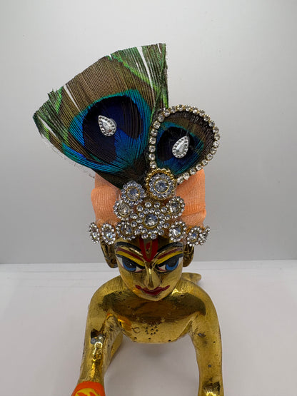 Beautiful Stone Peacock Feather Decorated Mukut