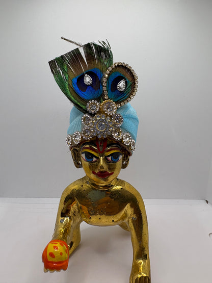 Beautiful Stone Peacock Feather Decorated Mukut