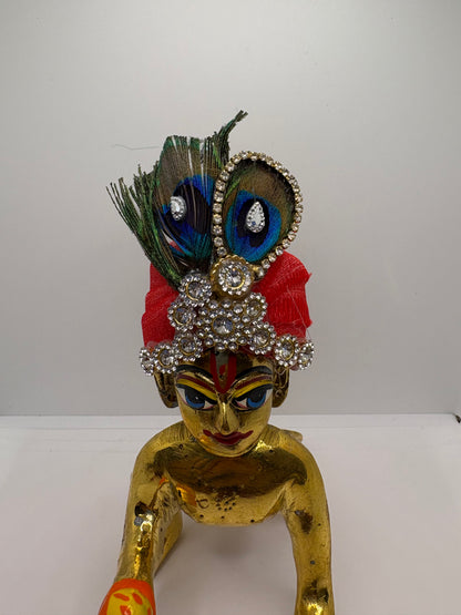Beautiful Stone Peacock Feather Decorated Mukut