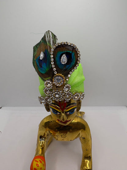 Beautiful Stone Peacock Feather Decorated Mukut