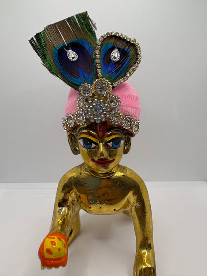 Beautiful Stone Peacock Feather Decorated Mukut