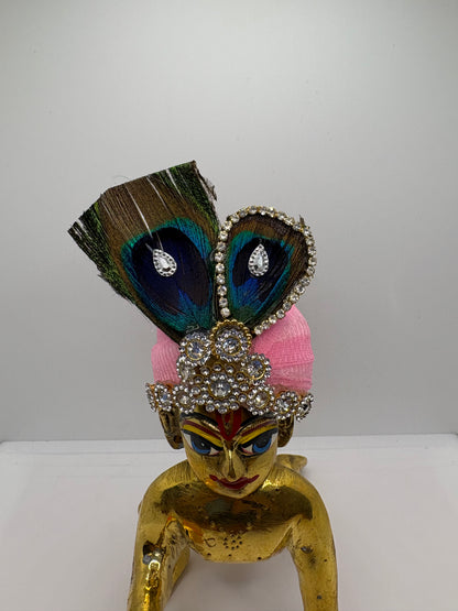 Beautiful Stone Peacock Feather Decorated Mukut