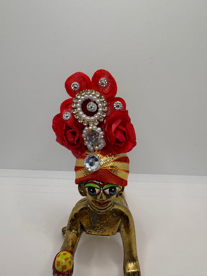 Floral Decorated Mukut for Kanha Ji | Handcrafted Flower Crown for Laddu Gopal Ji