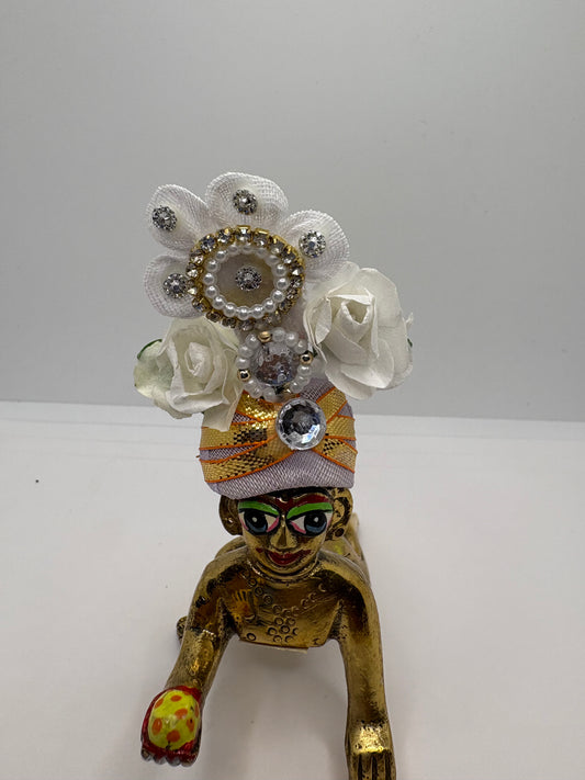 Floral Decorated Mukut for Kanha Ji | Handcrafted Flower Crown for Laddu Gopal Ji
