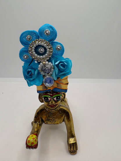 Floral Decorated Mukut for Kanha Ji | Handcrafted Flower Crown for Laddu Gopal Ji