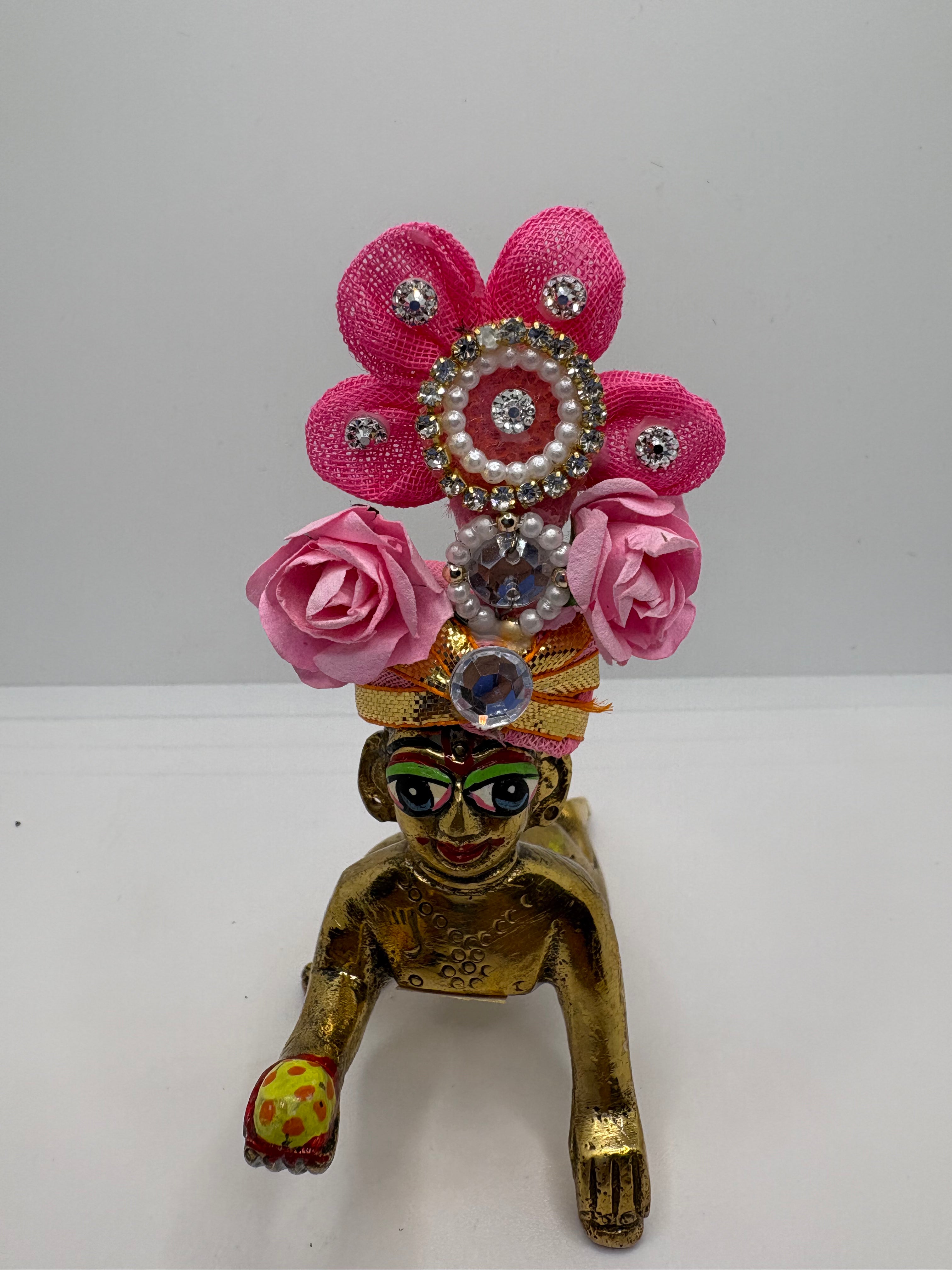 Floral Decorated Mukut for Kanha Ji | Handcrafted Flower Crown for Laddu Gopal Ji