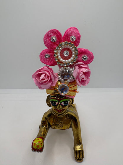 Floral Decorated Mukut for Kanha Ji | Handcrafted Flower Crown for Laddu Gopal Ji