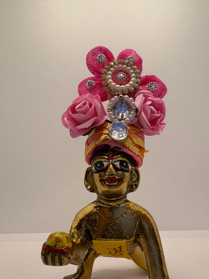 Floral Decorated Mukut for Kanha Ji | Handcrafted Flower Crown for Laddu Gopal Ji