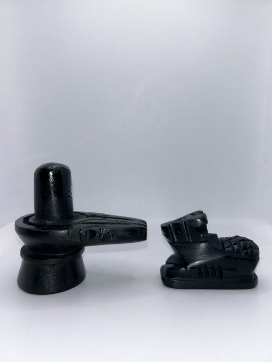 Black Stone Shivling with Nandi ji