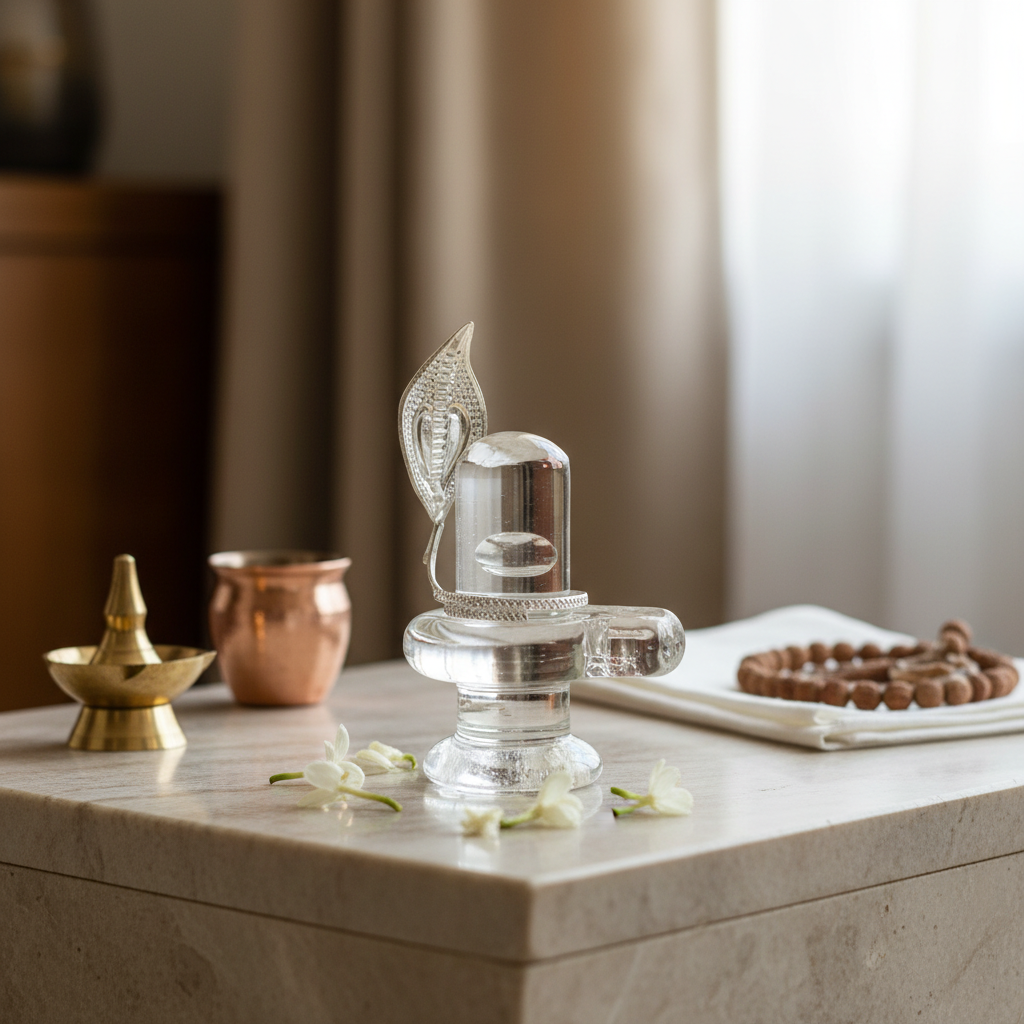 Sphatik Shivling with Naag