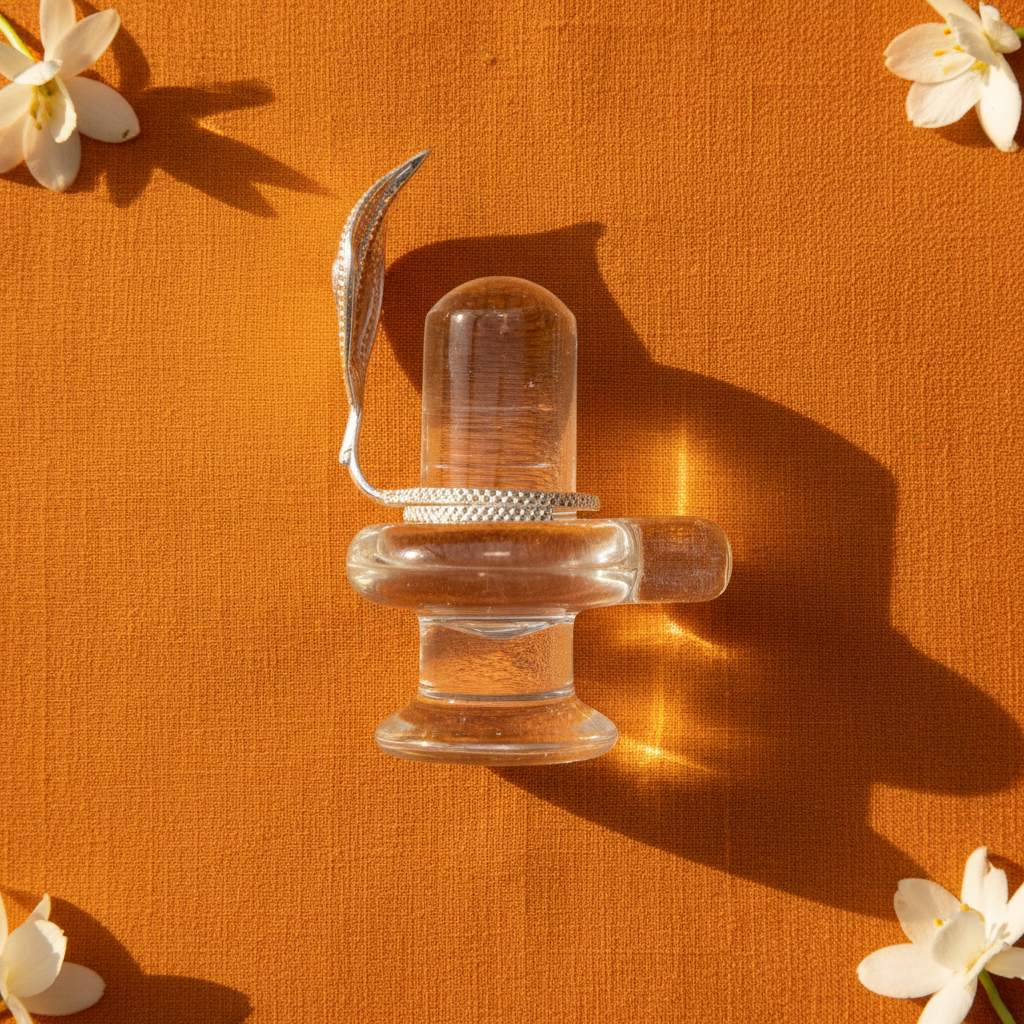 Sphatik Shivling with Naag